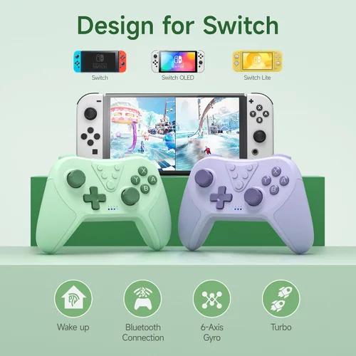 Vista 6 de Wireless Pro Controller for SwitchSwitch LiteSwitch OLED, EasySMX T37 Wireless Switch Controller with 6-Axis Gyro, Motion Support, Adjustable Dual