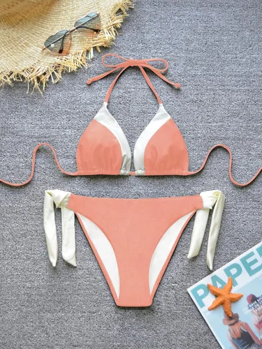 Vista 5 de TASHEHE Women's Triangle Bikini Set Sexy Brazilian Two Piece Swimsuit Cute Bathing Suit