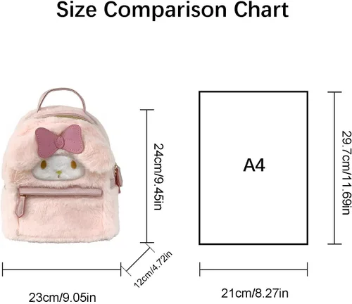 Vista 3 de Melody - Mochila de felpa para mujer, bolso de hombro con figura de felpa para mujeres y niños, regalo, Rosado