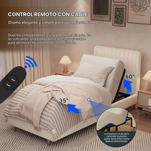 Vista 5 de FLEXISPOT Base de cama ajustable individual XL y colchón de espuma viscoelástica de gel de 10 pulgadas