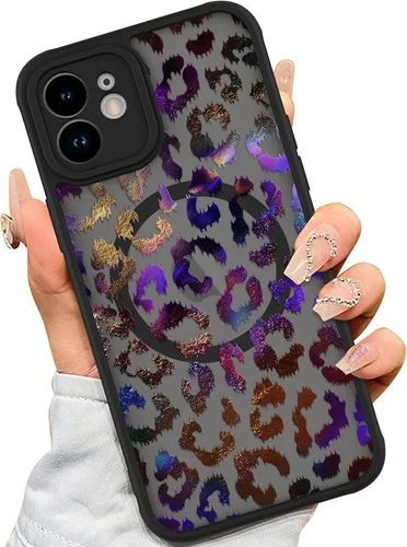 Vista 34 de AIGOMARA - Carcasa magnética para iPhone 11, diseño de leopardo negro