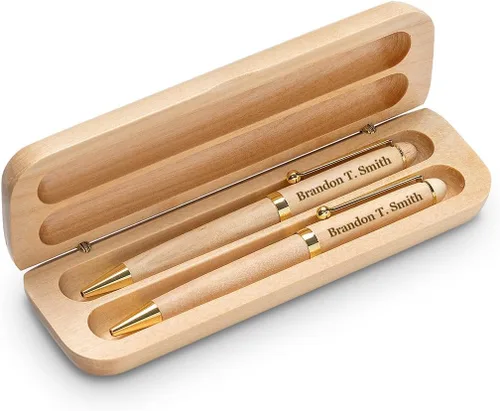 Vista 3 de Executive Gift Shoppe Juego de bolígrafo y caja doble de madera de arce con tema dentista