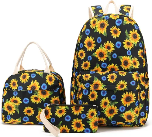 Vista 8 de Pawsky Juego de mochila escolar de lona ligera para adolescentes, niñas, mujeres, niños, bolsa de libros universitaria para laptop de 14 pulgadas