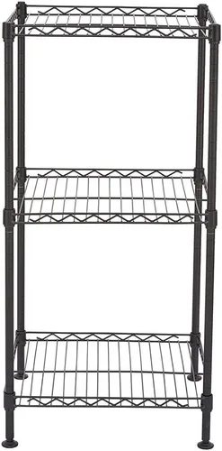 Vista 7 de Lykos Estante de almacenamiento de acero al carbono intercambiable para montaje en el suelo, estante de alambre ajustable, estante de metal, Negro