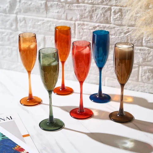 Vista 3 de The Wine Savant - Juego de 6 copas de champán de plástico acrílico estilo europeo Copas de champán coloreadas reutilizables para brindis 100%