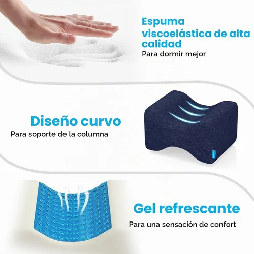Vista 4 de Almohada de rodilla para dormir de lado, almohada de piernas con gel refrescante, azul/grande