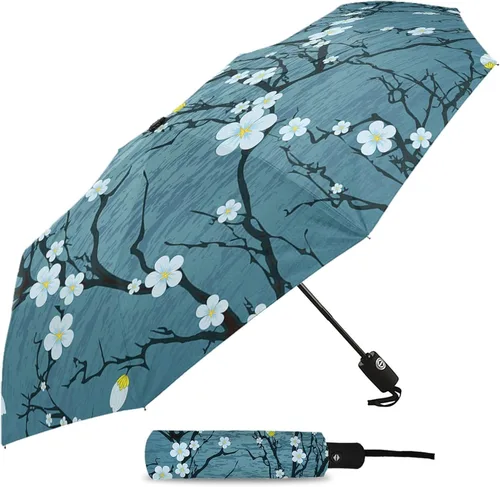 Vista 2 de DHDM Automatic Umbrella for Rain and Sun Male Women Beach Parasol Print Folding Umbrella