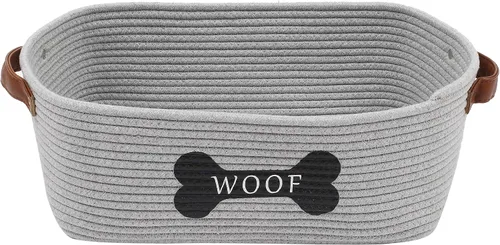 Vista 8 de Morezi Cesta de juguetes para perros de cuerda de algodón con asa, contenedor grande para perros, cama para cachorros, canasta de juguetes