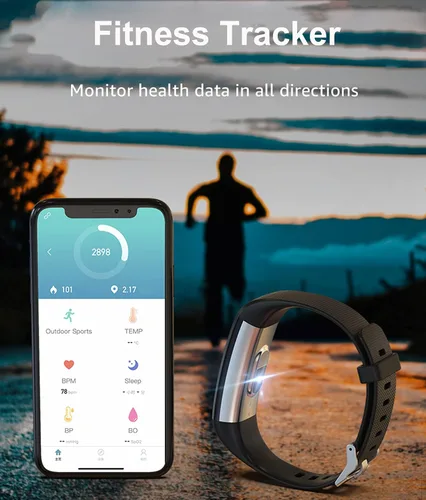 Vista 2 de IP68 - Monitor de fitness impermeable, monitor de ritmo de calor de presión arterial, reloj inteligente, monitor de sueño de oxígeno en sangre
