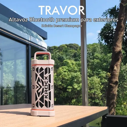 Vista 2 de TRAVOR - Altavoz Bluetooth magnético prémium para patio, barco y Champagne del desierto