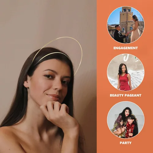 Vista 8 de FOMIYES Tocado dorado para boda de ángel, accesorios de material metálico para mujer