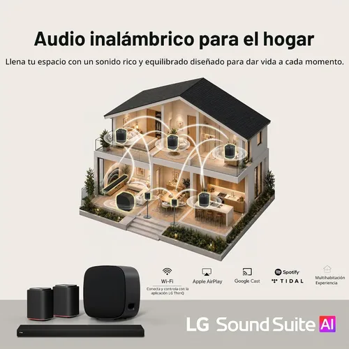 Vista 10 de LG W7 Sound Suite - Subwoofer inalámbrico – graves profundos de 8 pulgadas, Dolby Atmos FlexConnect, televisores compatibles, barra de sonido H7