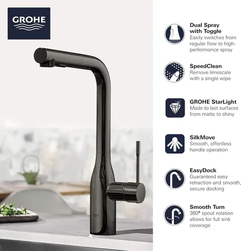Vista 3 de Llave de baño de gran pico, 1 manija Essence en níquel cepillado InfinityFinish, 30271000