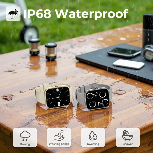 Vista 5 de Reloj inteligente para hombres y mujeres, reloj de fitness con pantalla táctil HD de 1.83 pulgadas con notificaciones Bluetooth de llamadas