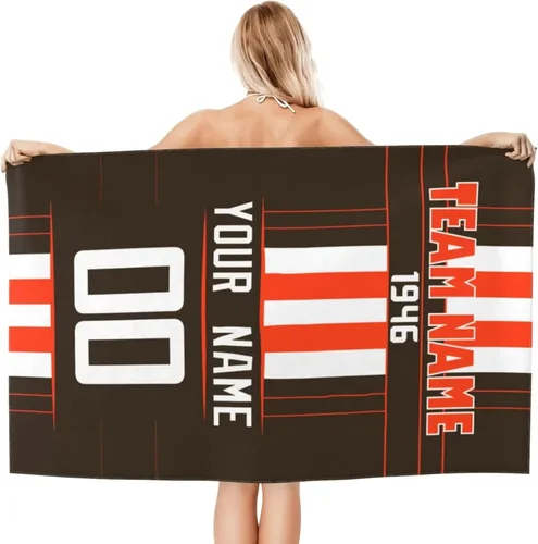 Vista 3 de ANTKING Toalla de playa Cleveland de 32 x 52 pulgadas, personalizada con cualquier nombre y número para hombres, mujeres y jóvenes, regalos