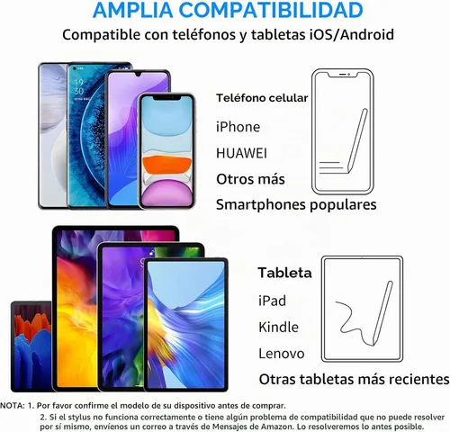 Vista 3 de NTHJOYS - Bolígrafos para pantallas táctiles, lápiz óptico activo para iOS/Android con diseño magnético de punta fina compatible con Apple Negro