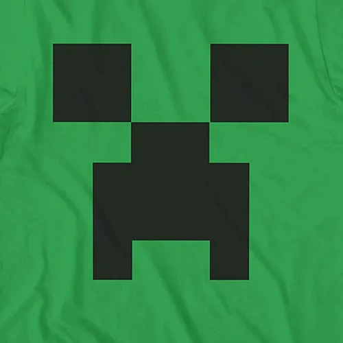 Vista 2 de Minecraft - Camiseta oficial para niños, diseño de cara de enredadera negra y verde