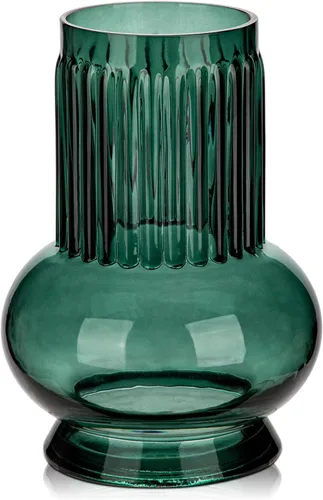 Vista 5 de Jarrón cilíndrico de vidrio transparente para flores, portavelas votivo grueso de 5.5 x 4 pulgadas, adorno hidropónico moderno transparente