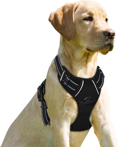 Vista 187 de BARKBAY - Arnés para perro sin tirones con clip frontal, material resistente y reflectante, asa de fácil control para pasear perros grandes