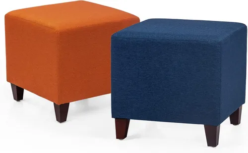 Vista 6 de Adeco Simple British Style Cube Reposapiés otomano banco reposapiés, 16x16x16, azul