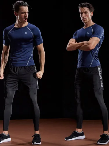 Vista 6 de NELEUS Paquete de 3 camisetas de entrenamiento de capa base de compresión atlética para hombre