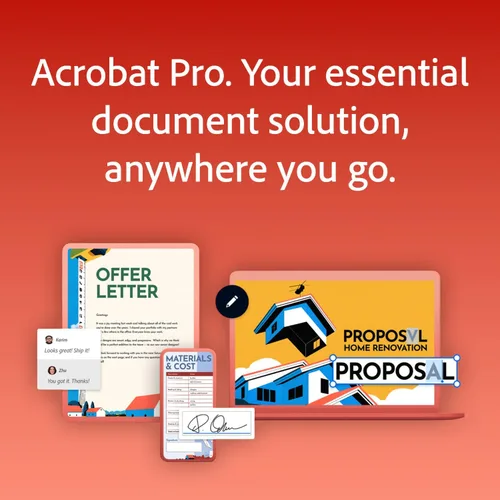 Vista 2 de Adobe Acrobat Pro + McAfee Total Protection 5-Device Software Bundle Create, Edit, E-Sign PDFs Antivirus Software, Scam Protection, Identity