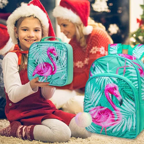 Vista 7 de gxtvo Mochila de 3 piezas, 16 pulgadas con lentejuelas y lonchera