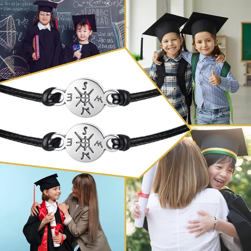 Vista 4 de Tondiamo 30 pulseras de cruz 2025 a granel clase de 2025, regalos de graduación, pulseras de amistad a distancia con tarjeta y bolsa de organza