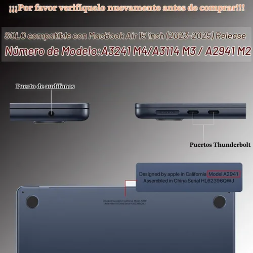 Vista 2 de CISSOOK Funda rosa bebé para MacBook Air de 15 pulgadas lanzamiento 2023 2024 2025, cubierta rígida de plástico rosa tiza con cubierta de teclado