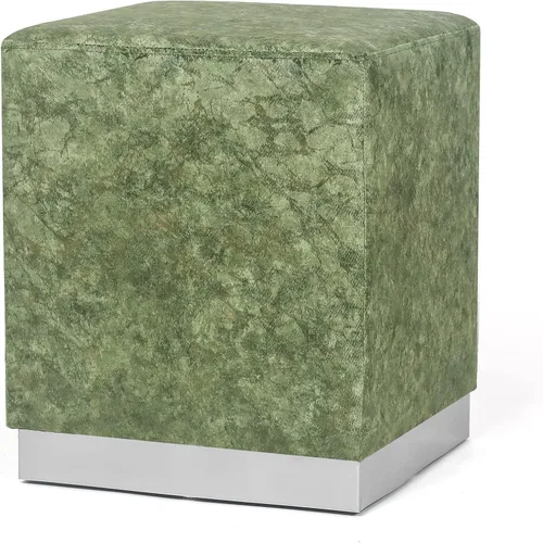 Vista 11 de Joveco Taburete otomano cuadrado tapizado de terciopelo, taburete de maquillaje para dormitorio, sala de estar (terciopelo blanco crema)