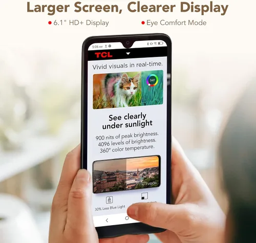Vista 5 de TCL 30 Z 2022 Teléfono celular desbloqueado de 6.1 pulgadas con pantalla HD+, versión Android 12 de EE. UU., teléfono inteligente de 32 GB + 3