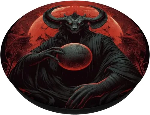 Vista 2 de Baphomet - PopSockets abstractos ocultos de luna roja intercambiables PopGrip