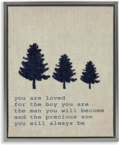 Vista 15 de Stupell Industries You are Loved Trees, Design by Daphne Polselli - Arte de pared enmarcado en blanco, 11 x 14, marrón