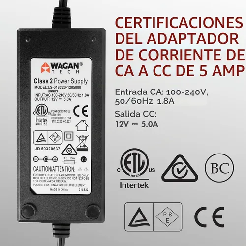 Vista 4 de Wagan EL9903 Adaptador de corriente de CA a CC 5A 60W Convertidor de potencia 110V CA a 12V CC Adaptador de enchufe de encendedor de cigarrillos