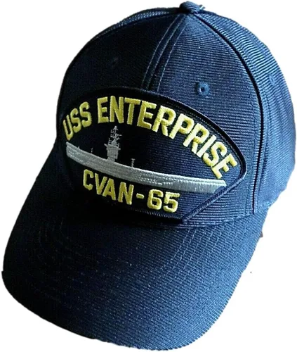 Vista 5 de USS Enterprise CVAN-65 Navy Ship HAT - Gorra oficial militar de EE. UU, Azul marino oscuro