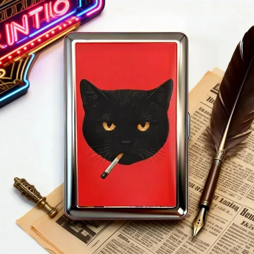 Vista 6 de Estuche para cigarrillos de metal versátil vintage 2026 con fácil cierre, tarjeta versátil de estilo vintage y estuche para efectivo, elegante