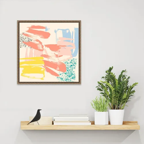 Vista 6 de Amanti Art Framed Canvas Wall Art 16x16 Retro Op II by Jennifer Goldberger, Framed Wall Art Canvas, Abstract Artwork, Traditional Decor, Small