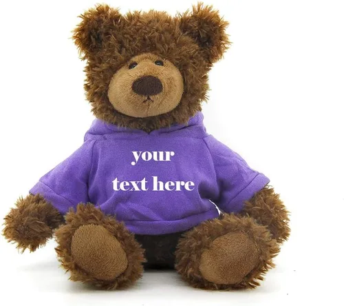 Vista 5 de Plushland Oso Frankie marrón de 12 pulgadas, regalo personalizado de animal de peluche, gran regalo para el día de la madre, día de San Valentín