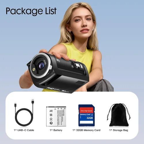 Vista 7 de Yatao Videocámara digital UHD 2K, cámara de vlogging de 48MP para YouTube con modo de cámara web - Zoom digital 16X, pantalla de rotación de 2.4