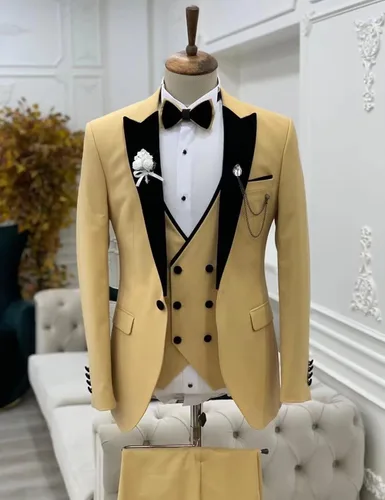 Vista 4 de Wangyue 3 Piece Slim Fit Tuxedo for Men Wedding White Suit Men
