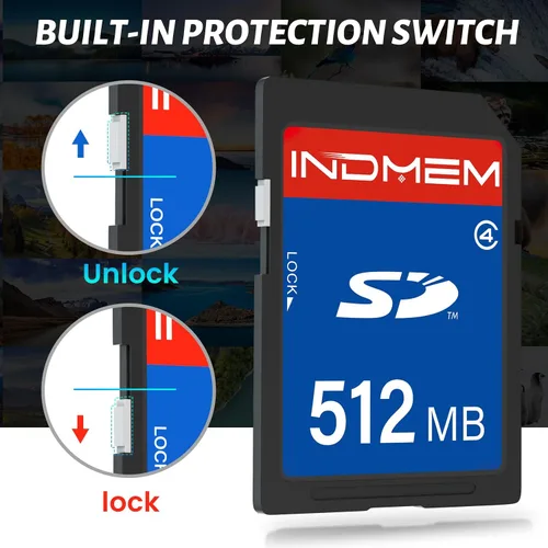 Vista 7 de Tarjeta SD de 512 MB (Paquete de 2), Tarjetas de memoria flash Clase 4 MLC, Tarjetas Secure Digital estándar de 512 MB (2 piezas)