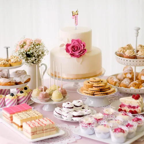 Vista 7 de Nuanchu Vela Rosa Número 1 para Niña Feliz Cumpleaños Decoración Superior, para Pastel de Cumpleaños Repostería Celebración Reuniones Aniversario
