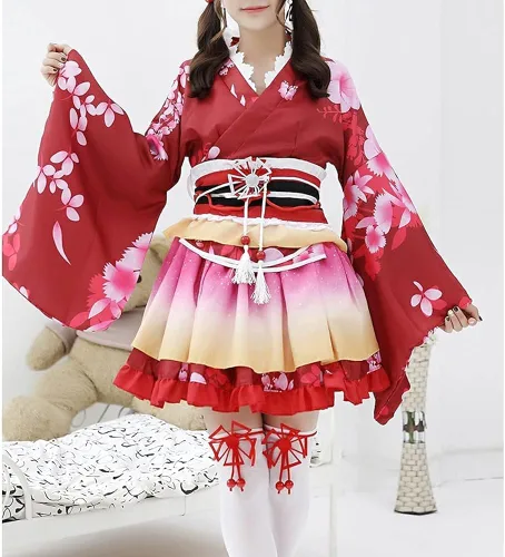 Vista 2 de GRACEART Disfraz de kimono japonés de Yukata para cosplay de anime