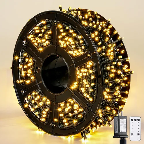 Vista 43 de JMEXSUSS 400 luces LED de Navidad rojas, blancas y verdes, luces de árbol de Navidad de 132 pies con control remoto, tira de luces para interiores