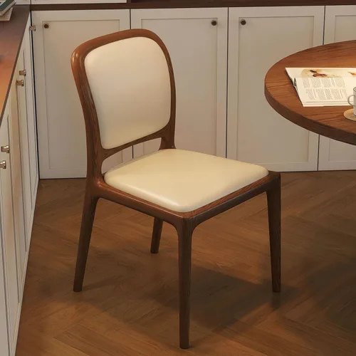 Vista 12 de Sillas de comedor de madera sin brazos, sillas de cocina de comedor, silla de escritorio de cocina de nogal con soporte trasero, silla de Negro