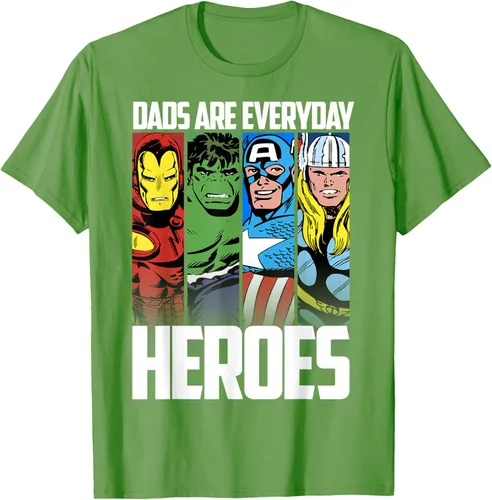 Vista 14 de Marvel Camiseta gráfica de héroes cotidianos para el Día del Padre de los Vengadores, Negro