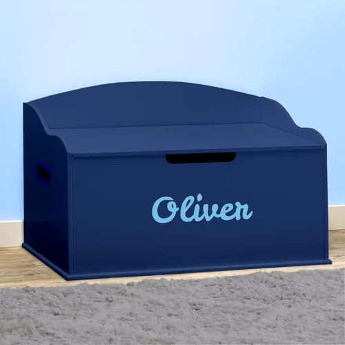 Vista 2 de DIBSIES Caja de juguetes personalizada Creative Wonders, serie Signature para niños, 30 x 19.25 x 18 pulgadas, tapa de cierre suave (azul)