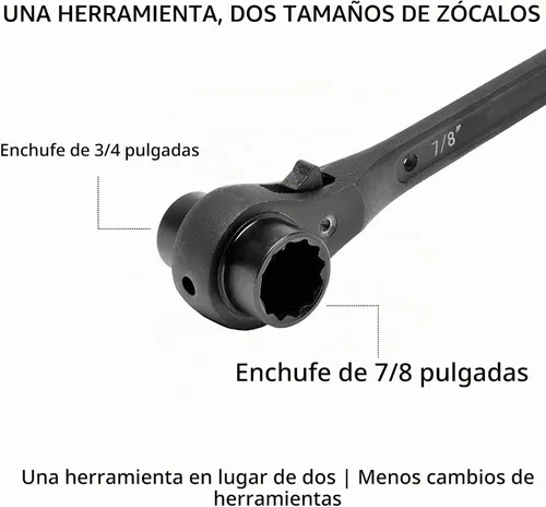 Vista 3 de Llave de trinquete de doble zócalo de 3/4 "x 7/8" para alineación de agujeros de perno, montaje de acero, ferroviario, acero estructural y trabajo