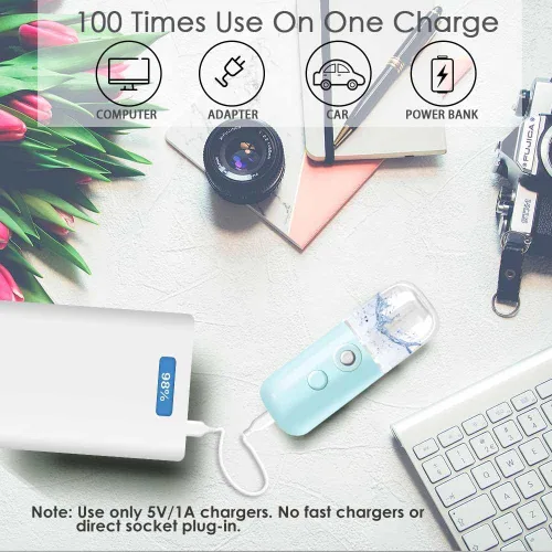 Vista 7 de GIVERARE Nano Vaporizador Facial, Mini Vaporizador de Mano, Vaporizador Recargable por USB, Tanque de Agua Visual de 30ml, Hidratante y Humectante