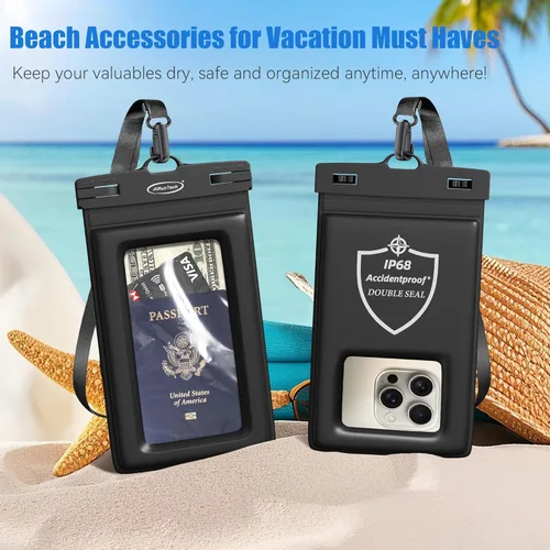 Vista 4 de AiRunTech Funda flotante impermeable para teléfono, funda de doble sellado con protector de cordón para iPhone 17, 16, 15, 14, 13, 12 Pro Max, bolsa